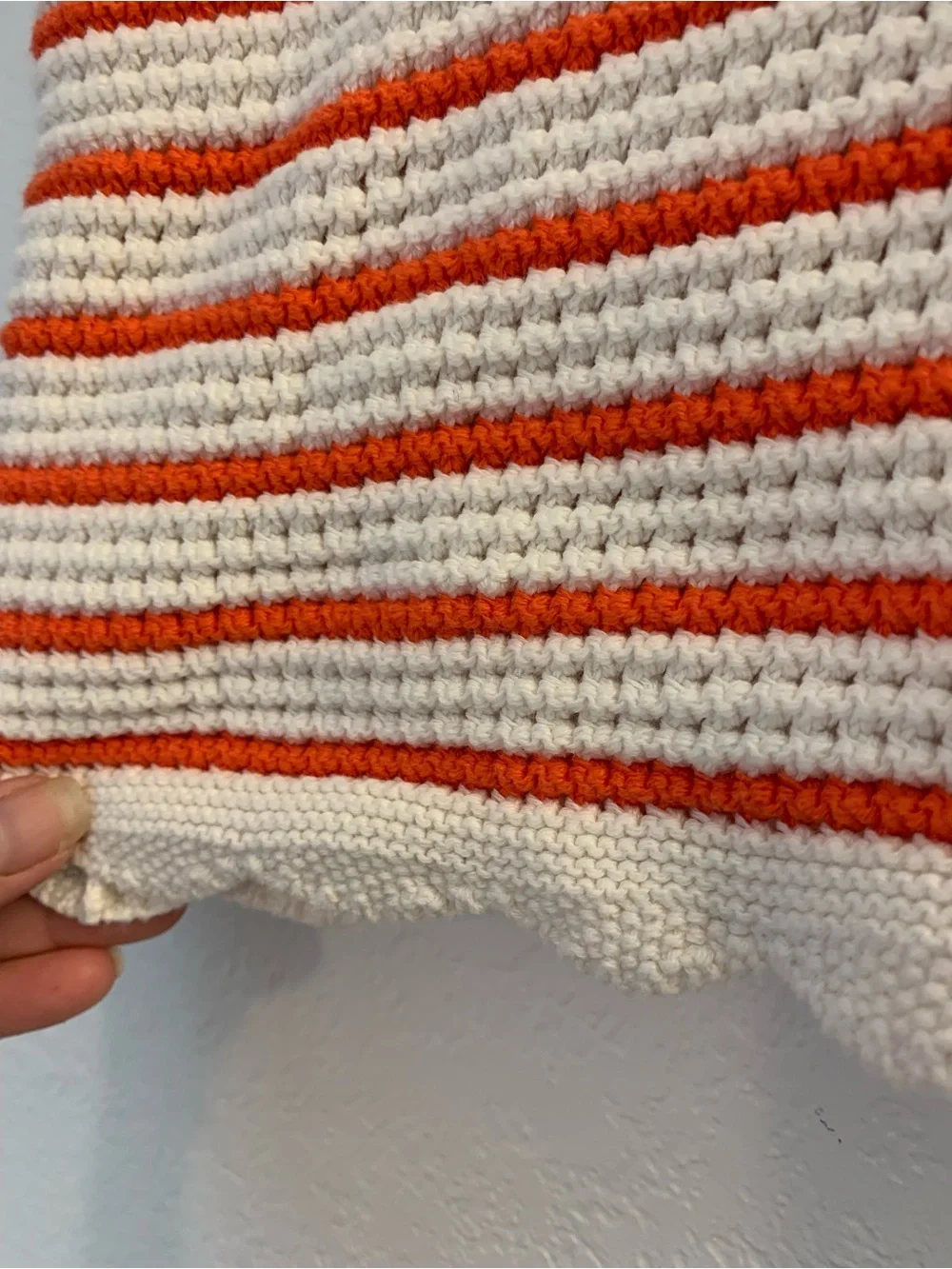 100% Cotton Amazon Essentials x Sofia Grainge Orange White Knit Top | 7-8 Years
